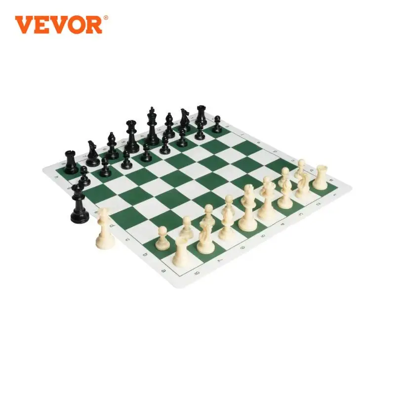 VEVOR Tournament Chess Set 20 Inch Roll-Up Beginner Chess Board Foldable Silicone Chess Game for Portable Travel Adult Family