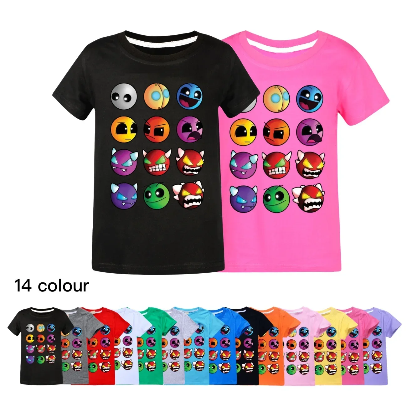 Geometry Dash Clothes Baby Girls Cotton T-Shirts Kids Cube Gaming Tshirts Boys Casual Short Sleeve Tops Children Summer Clothing