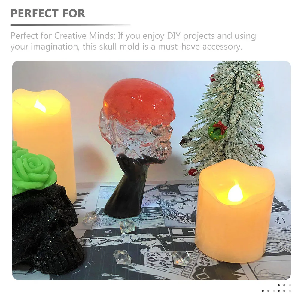 

Silicone Skull Mold 3D Reusable DIY Soap Making Mold for Aromatherapy Wax Halloween Craft Projects DIY Molds