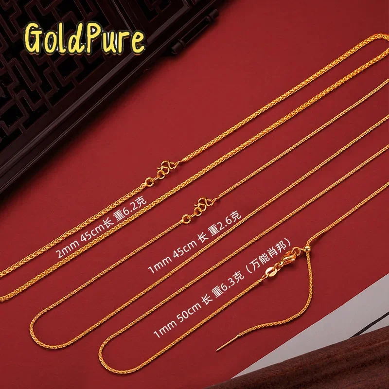 Goldpure Women's 9999 24K Real Gold Collarbone Necklace Versatile and Exquisite Chopin Necklace for Womengift