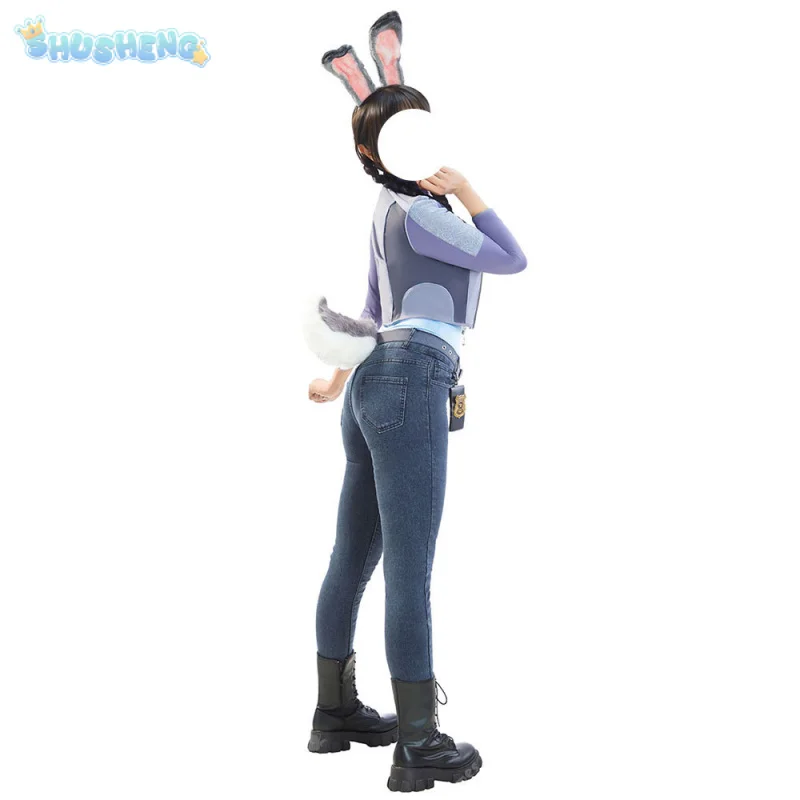 Judy Hopps oficial conejito Cosplay disfraz Anime oreja cola chaqueta camiseta prop Halloween Navidad chica dulce uniforme mujer traje