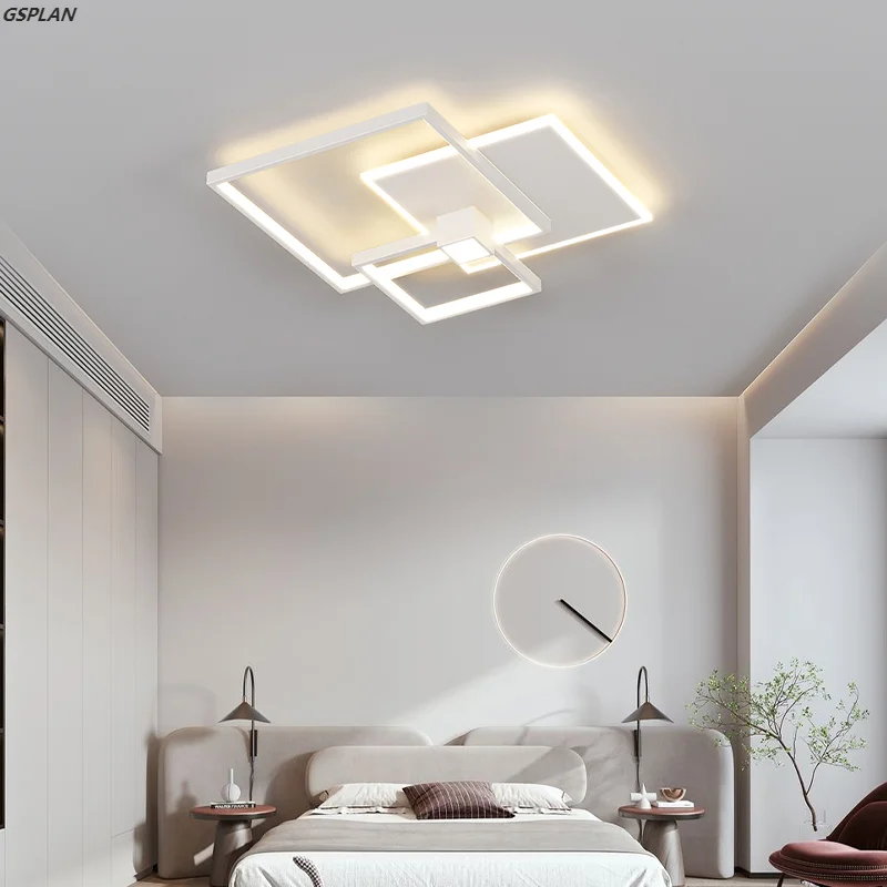 GSPLAN-Plafonnier LED au design moderne, éclairage d'intérieur, luminaire décoratif de plafond, avec télécommande, idéal pour un salon