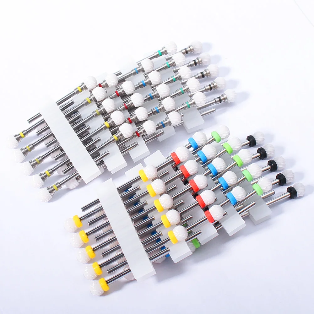 Nail Drill Bit Set 10pc Ceramic Milling Cutters for Manicure Machine Electric Files Drills Gel Polish Remove Burr Tools