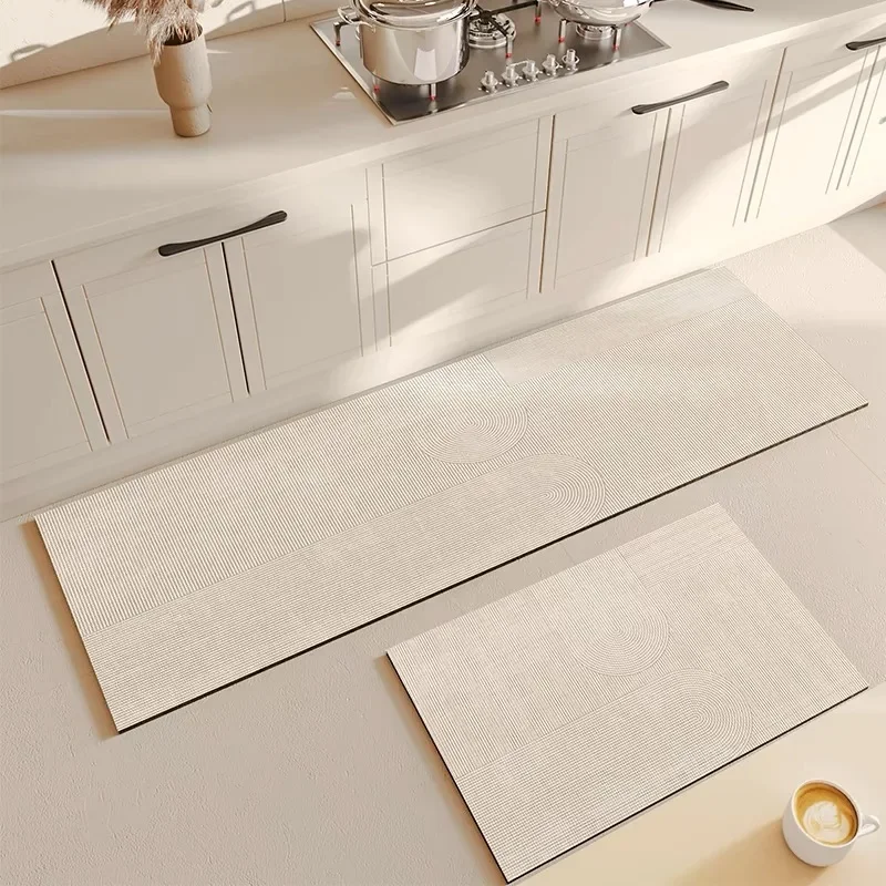 Vikama non-slip and oil-proof kitchen bathroom porch mat home decoration 1/2PCs new cream wind diatom mud soft mat absorbent