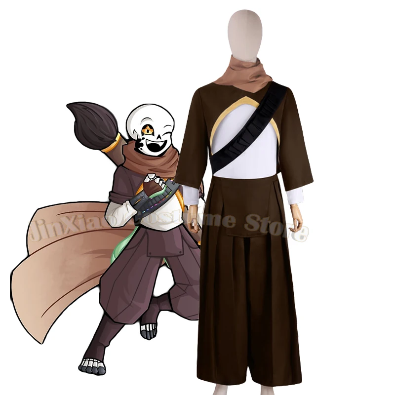 

Game Anime Undertale Ink Sans Cosplay Costume Full Set Sans Brown Top Pants Set Men Women Halloween Carnival Party Outfit