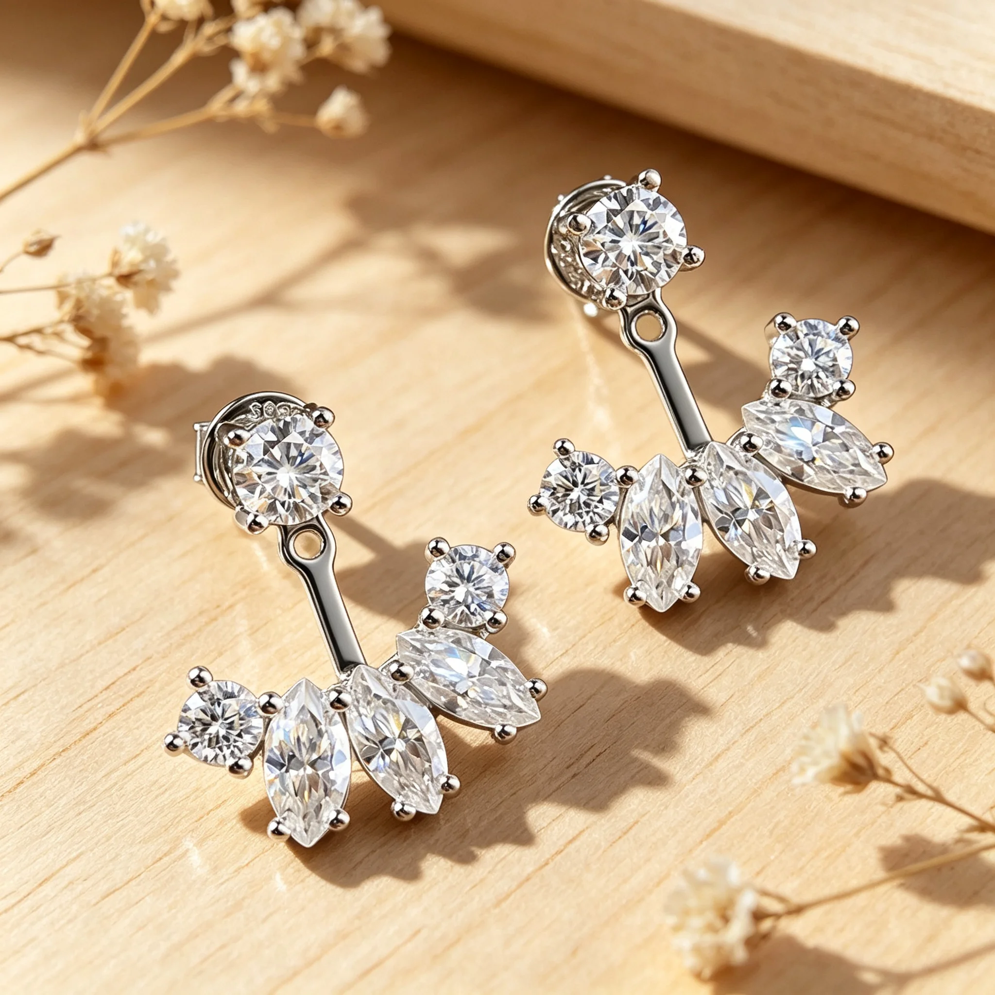 TFGLBU New Test Pass All Moissanite Stud Earrings for Women Sparking S925 Sterling Silver Lab Diamond Wedding Jewelry GRA Gift