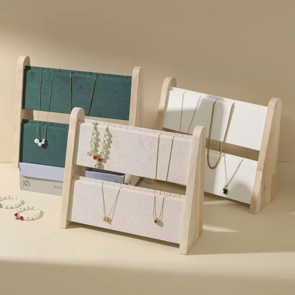 

Wooden Jewelry Display Stand Counter Shows Rack Necklace Organizer Jewelry Storage Holder Pendant Bracelet Display Props