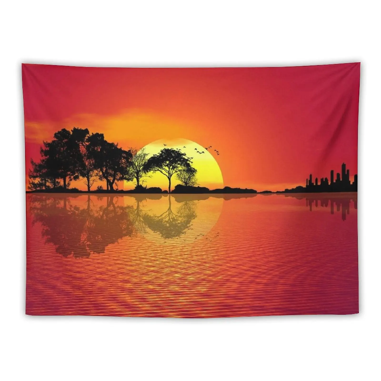 Nature Guitar Sunset Tapestry Art Mural Decoration For Rooms Aesthetics For Room Tapestry