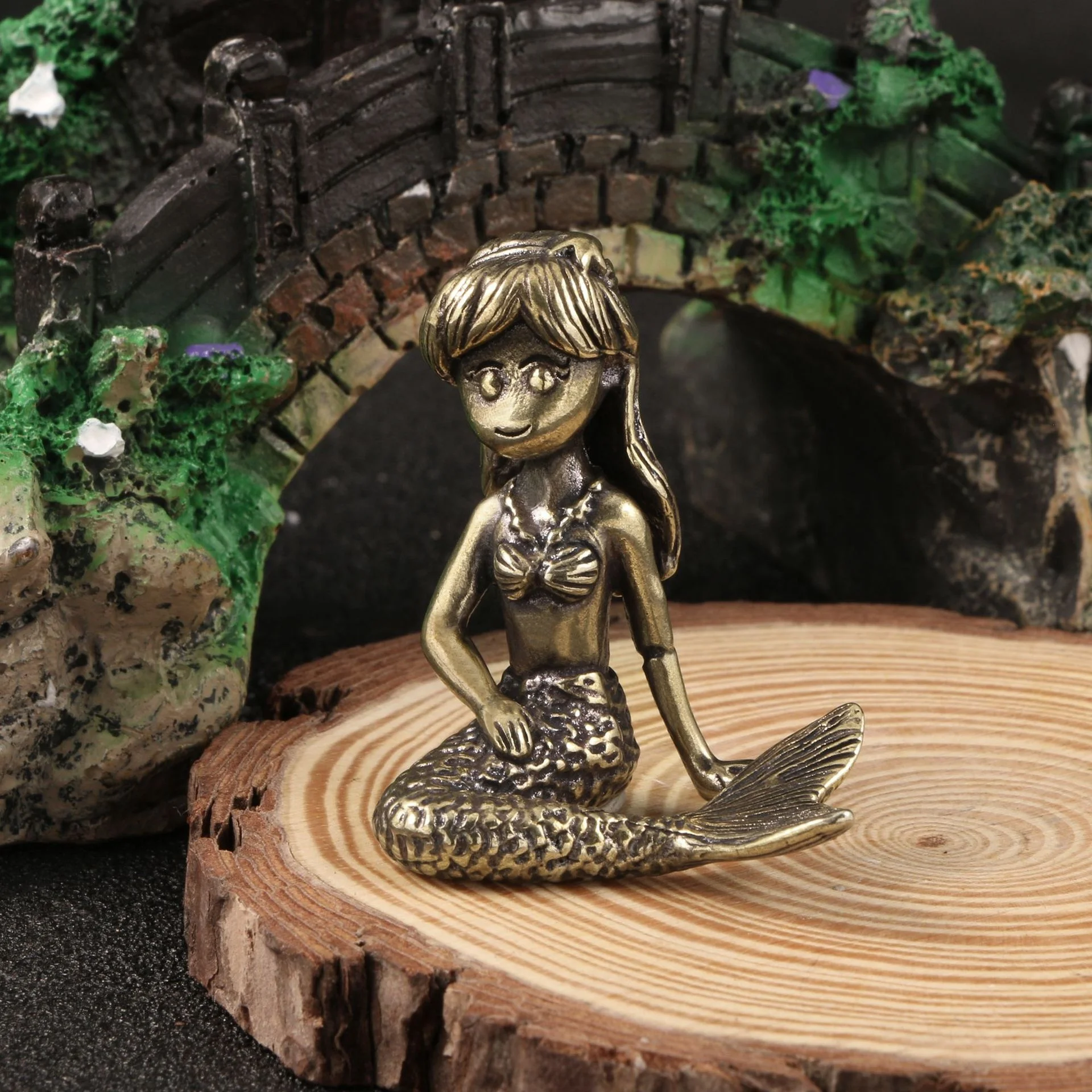 Mermaid Brass Jewelry Office Desktop Bronze Decoration Crafts