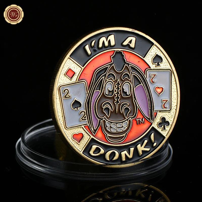 I'm A DONK Poker Casino Chips Coin Table Game Poker Card Guard Protector Metal Luck Challenge Chips Token Coins for Collection