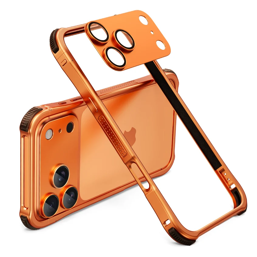 

Металлический чехол-бампер Oatsbasf без задней крышки для iPhone 17 Pro Max / iPhone 17 Pro, тонкий, без рамки, с защитой объектива камеры