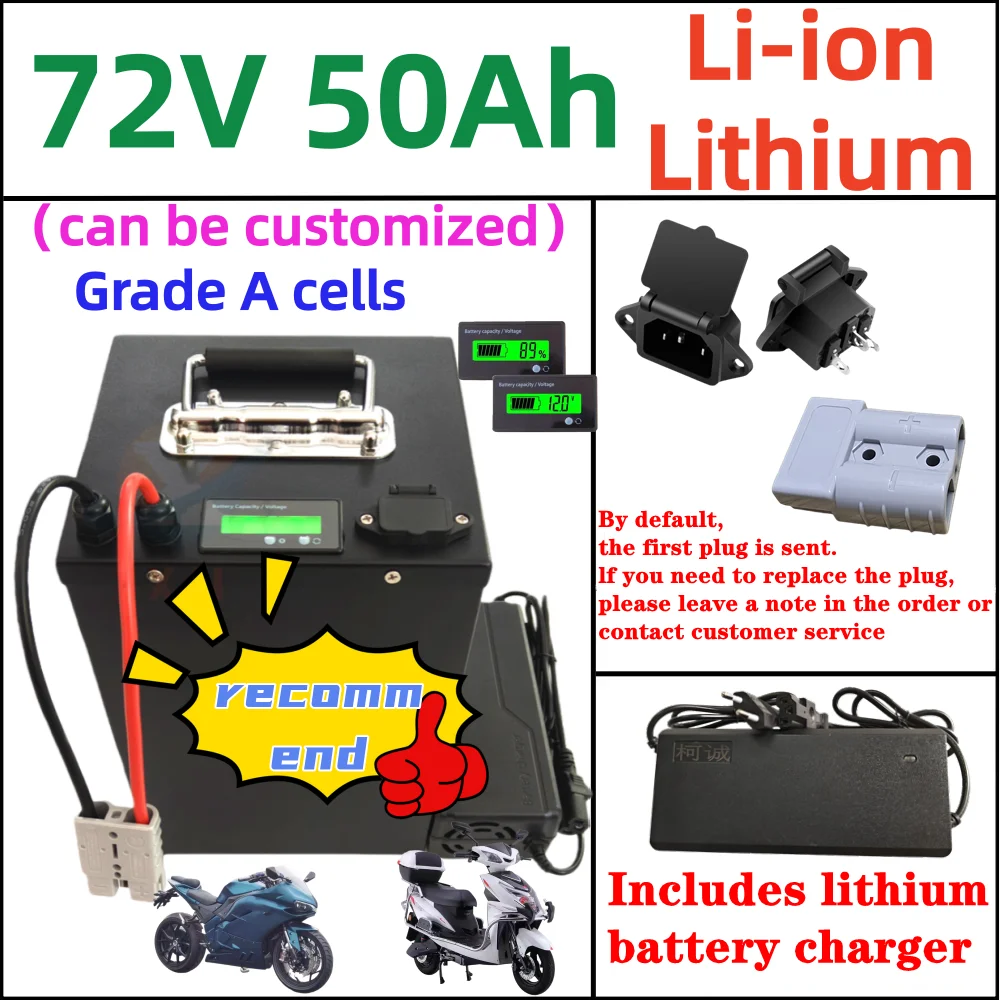 72v 50Ah Long Life Lithium Ion Battery Pack for 5000W 8000W Surron Golf Carts, Camping Gear and Small Vehicle Powering