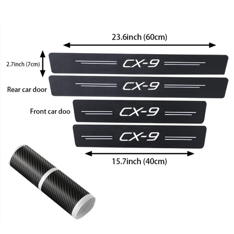 4PCS Car Door Sill Protector Stickers Interior for Mazda CX5 CX7 CX-3 CX8 CX9 Logo CX30 Atenza Axela Scratchproof Tape Decals