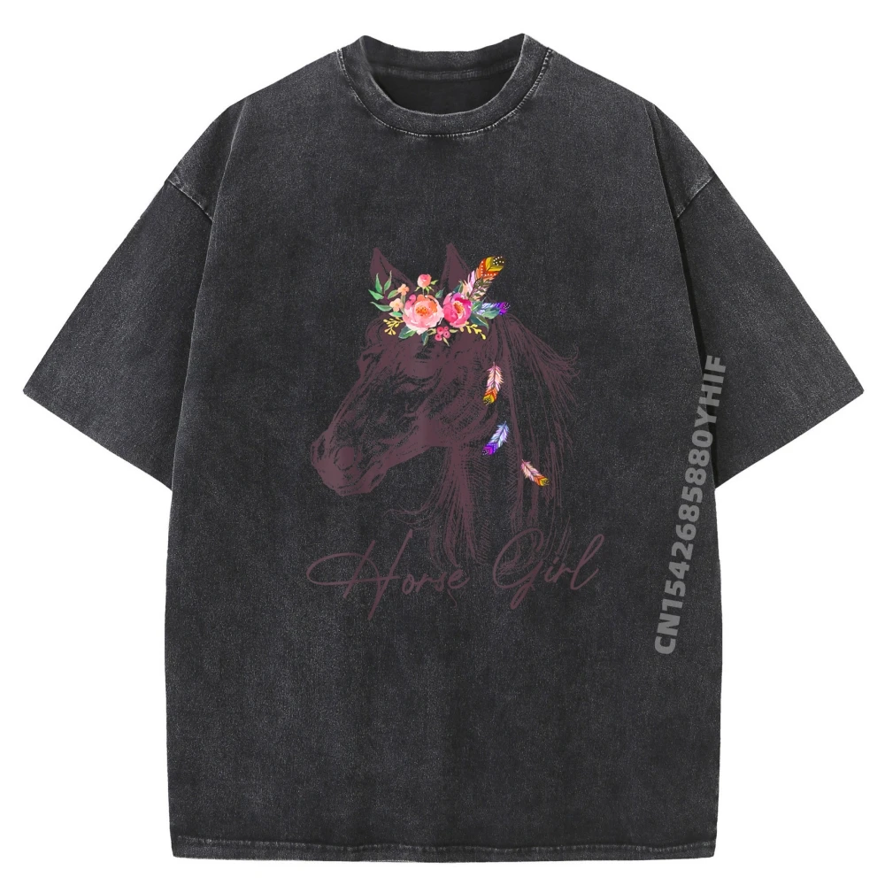 

Рубашка с лошадью для девочек-подростков, одежда для верховой езды с лошадьми, винтажные футболки, мужская удобная стираная одежда