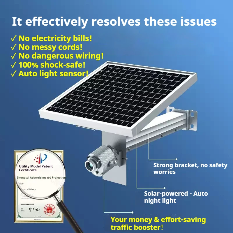 20W Outdoor Aluminum Alloy LED Gobo Light IP67 Solar Powered Logo Projector for Advertising Use