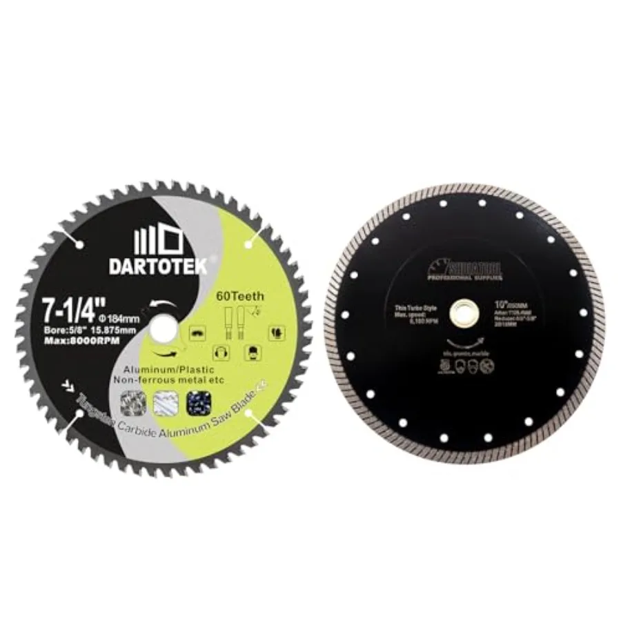 

7-1/4"/184mm Aluminum Cutting DiscCircular Saw Blade 60T TCG Teeth TCT Cut Off Wheel for Aluminum Plastic with 5/8" Arbor for C