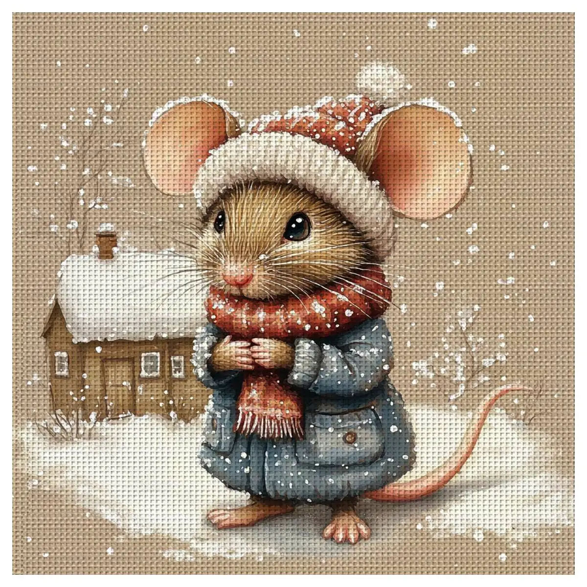 1 Stück 30X30CM/11,8 Zoll Kleiner Hamster Gestempeltes Kreuzstich-Set DIY-Kit 11CT/14CT DIY Stickerei-Set DIY Kreuzstich-Set