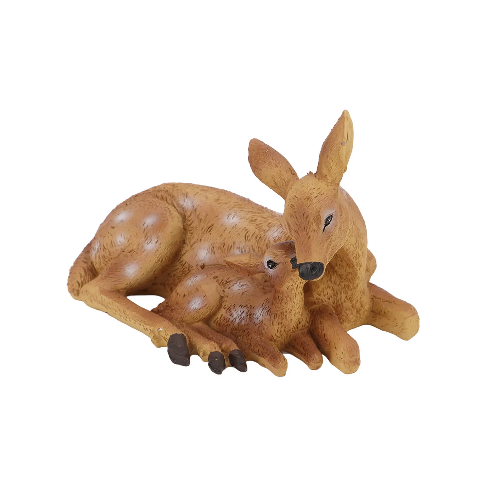 Resin Deer Figurine Ornaments Hand Painted Coating Treatment Vivid Details Lovely Deer Statue for Home Garden Decoration