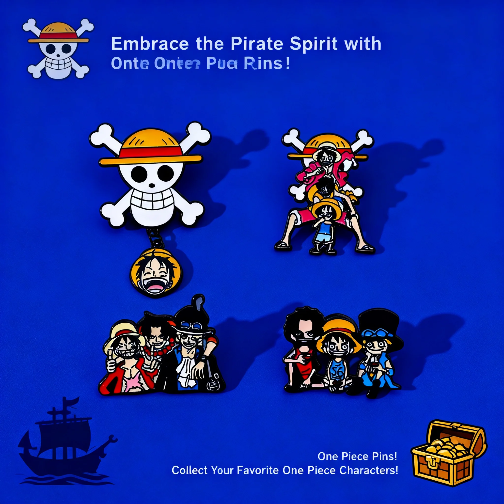 Broche Creativo de Metal con Diseño de Calavera de Luffy de One Piece, Accesorio de Moda Urbana