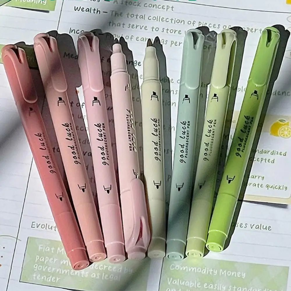 4Colors/Set Double Head Fluorescent Pen Learning Prize Stationery Line Color Marker Pen Gradient Color Hand Account Pen