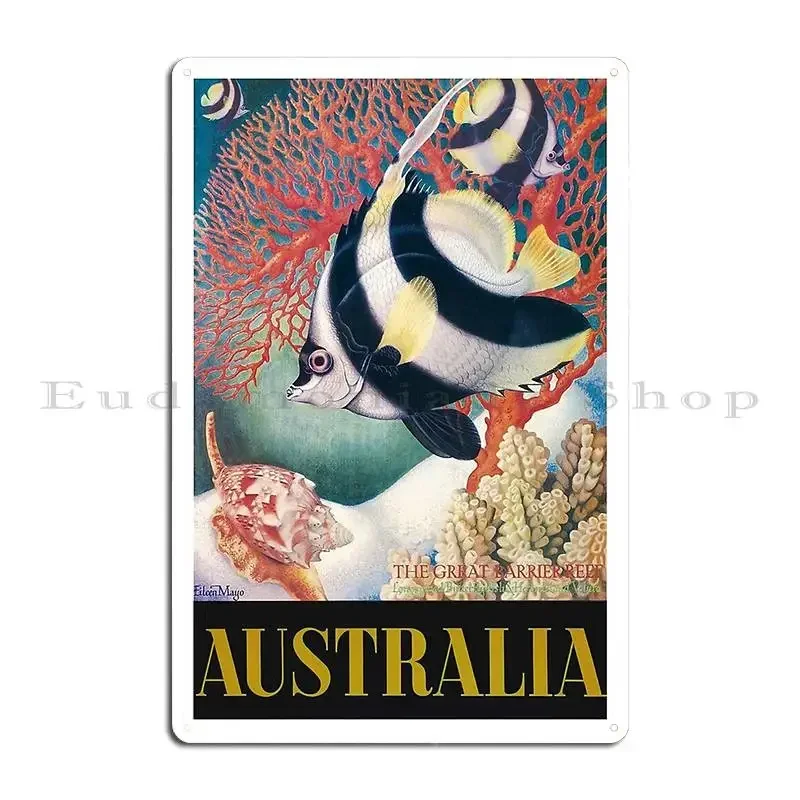 Australia Great Barrier Reef Vintage World Travel Poster Metal Plaque Poster Home Personalized Kitchen Cinema Tin Sign Poster
