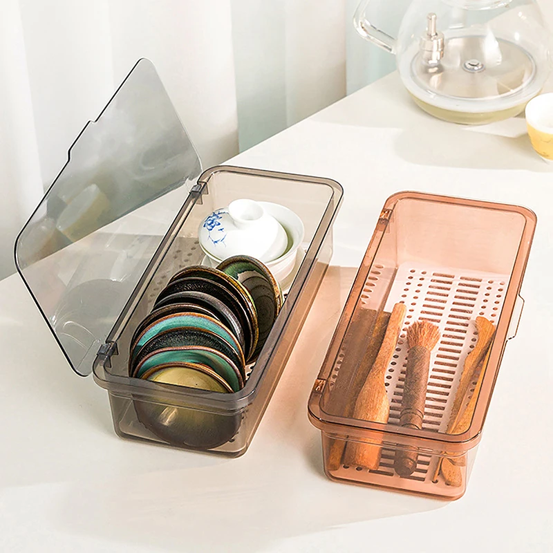 Cutlery Storage Tray Holder Tableware Organizer Spoon Fork Storage Box Plastic Container Cutlery Rack With Lid And Drainer