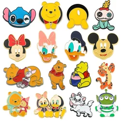 Pooh Bear Brooch Mickey Mouse Cartoon Cute Cat Donald Duck Metal Badge for Bags Jeans Hoodies Lapel Pin Jewelry Kids Gift