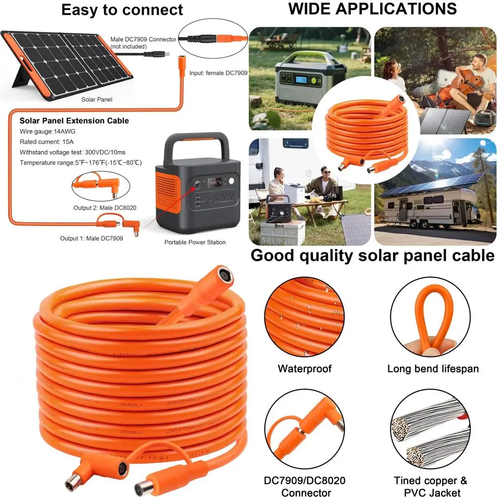 

Удлинительный кабель 75T 14AWG для зарядки генератора - штекер-гнездо с адаптером питания DC8020
