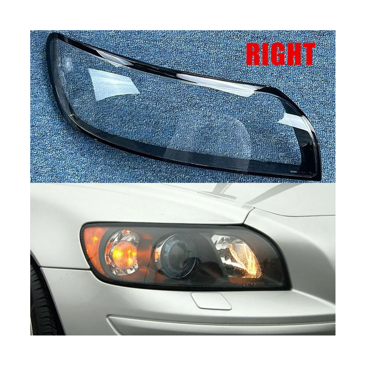 

For Volvo S40 S40L 04-06 Transparent Lampshade head light lamp Cover Glasses Lamp Shade Headlight Shell Cover Lens Right