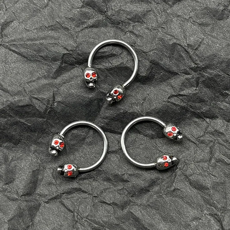 316L Punk Skull Piercing Nose Ring Titanium Steel Nariz Piercing Ear Cartilage Tragus Goth Piercing Jewelry Labret Lip Stud