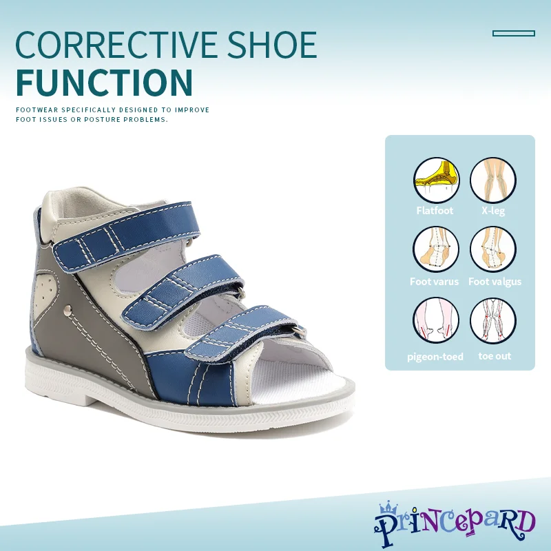 Crianças sandálias de verão princepard crianças meninas meninos sapatos ortopédicos alta superior arco apoio varus valgus calçado