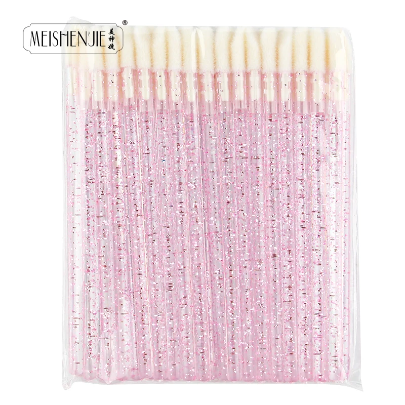 50 Pcs Lip Brush Crystal Eyelash Extension Brushes Mascara Applicator Lipstick Wands Set Women MakeUp Brushes Tools