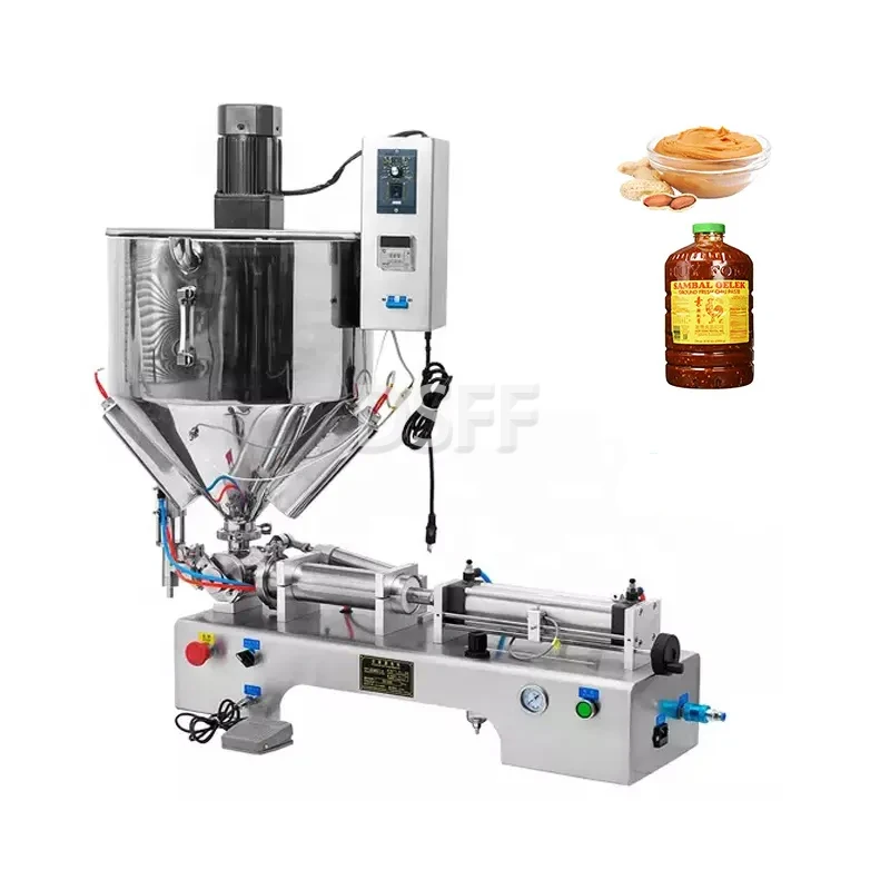 

Factory Price Pneumatic Cream Paste Double Head Filling Machine With Heating Stirrer Liquid Packaging Machine