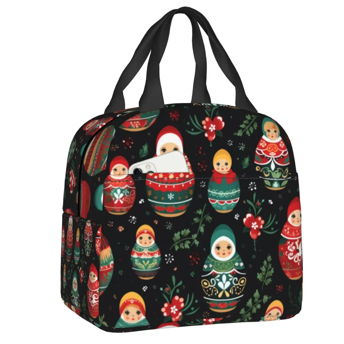 

Термосумки для обедов с рисунком русских матрешек для женщин, многоразовые термосумки-холодильники для бенто-боксов, для путешествий, в стиле русского народного искусства