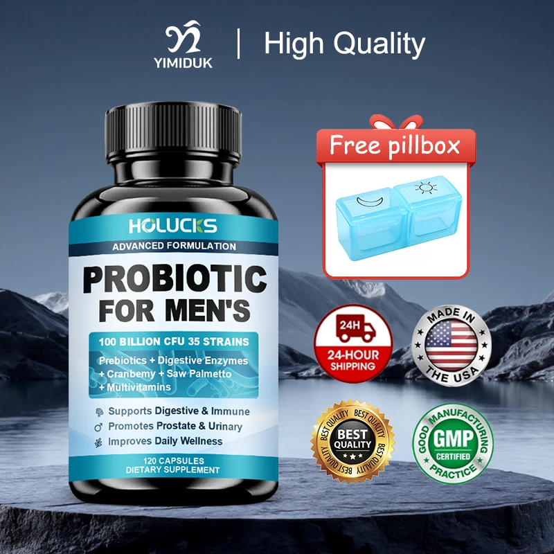 

HOLUCKS Probiotic Capsules for Men, with Multivitamins, Support Prostate, Urinary Health, Digestive & Immune Function for Adults