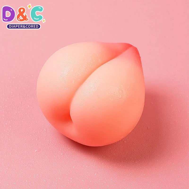 Juicy Peach Soft Decompression Squeeze Release Ball Decompression Tool Simulation Peach Silicone Toy Handmade Gift Fidget Toy