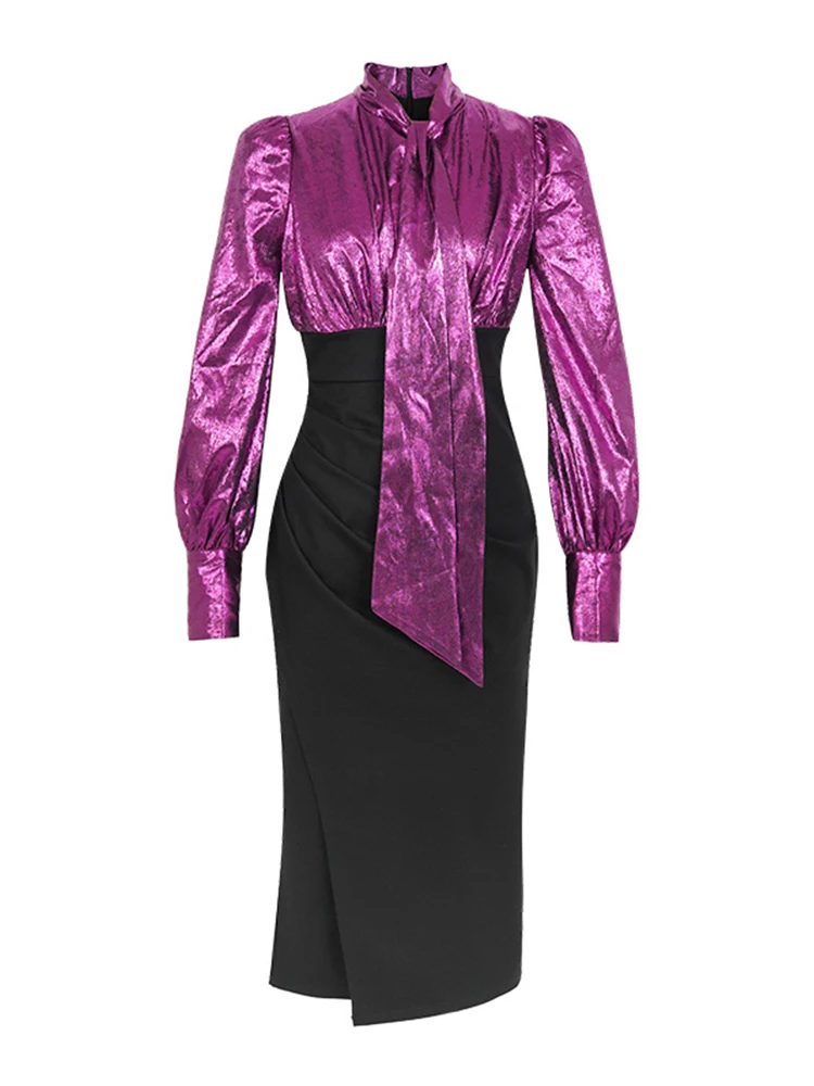 Abiti da cerimonia per occasioni formali stile lavoro da donna alla moda Abiti da donna eleganti per pendolari in ufficio chic con maniche a lanterna e avvolgenti sottili