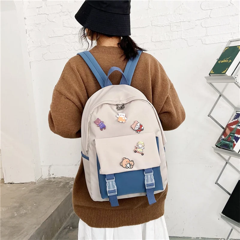 Sacs à dos multicolores pour femmes, sacs de dessin animé pour filles, cartable coréen, été, petit sac à dos en toile initié, mini sac à dos de voyage