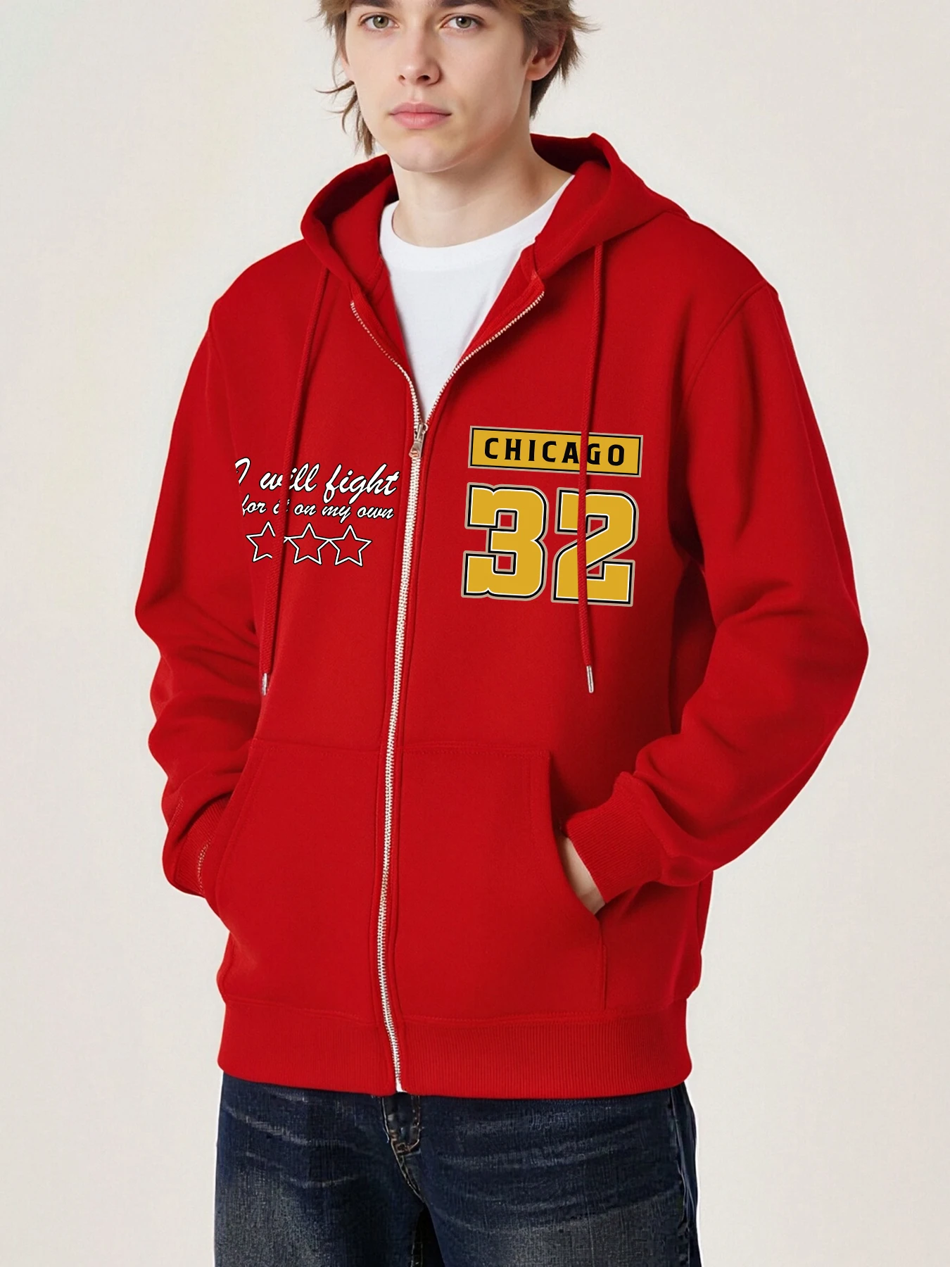 

I Will Be Right Chicago 32 Man Zipper Jackets Autumn Fleece All-Match Clothing Casual Fashion Hoodies Unisex Loose Long Sleeve