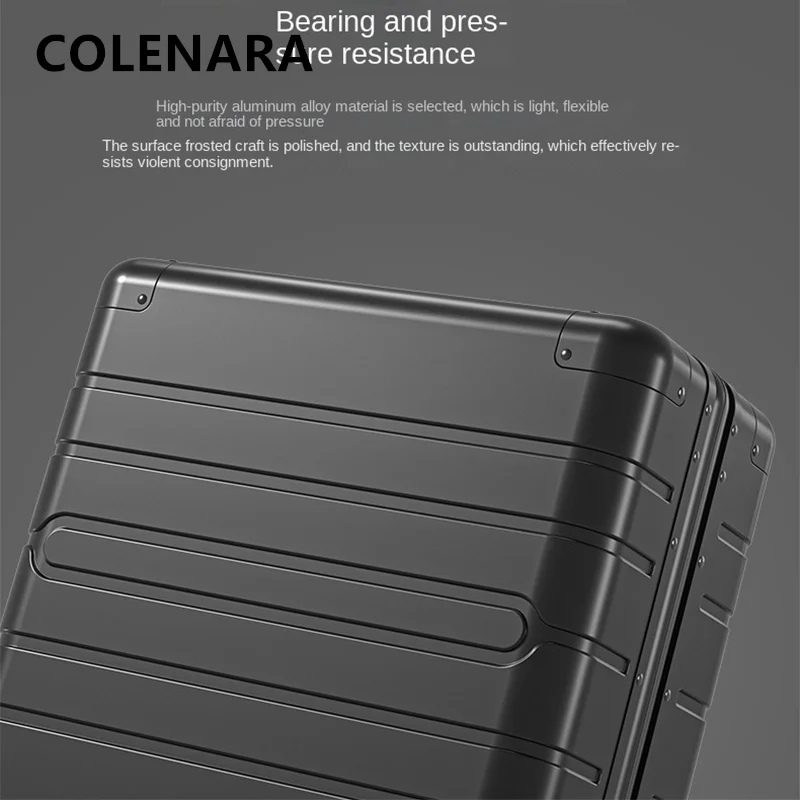 COLENARA High-quality Suitcase 18 Inches All Aluminum Magnesium Alloy Boarding Box Small Trolley Case Universal Wheel Luggage