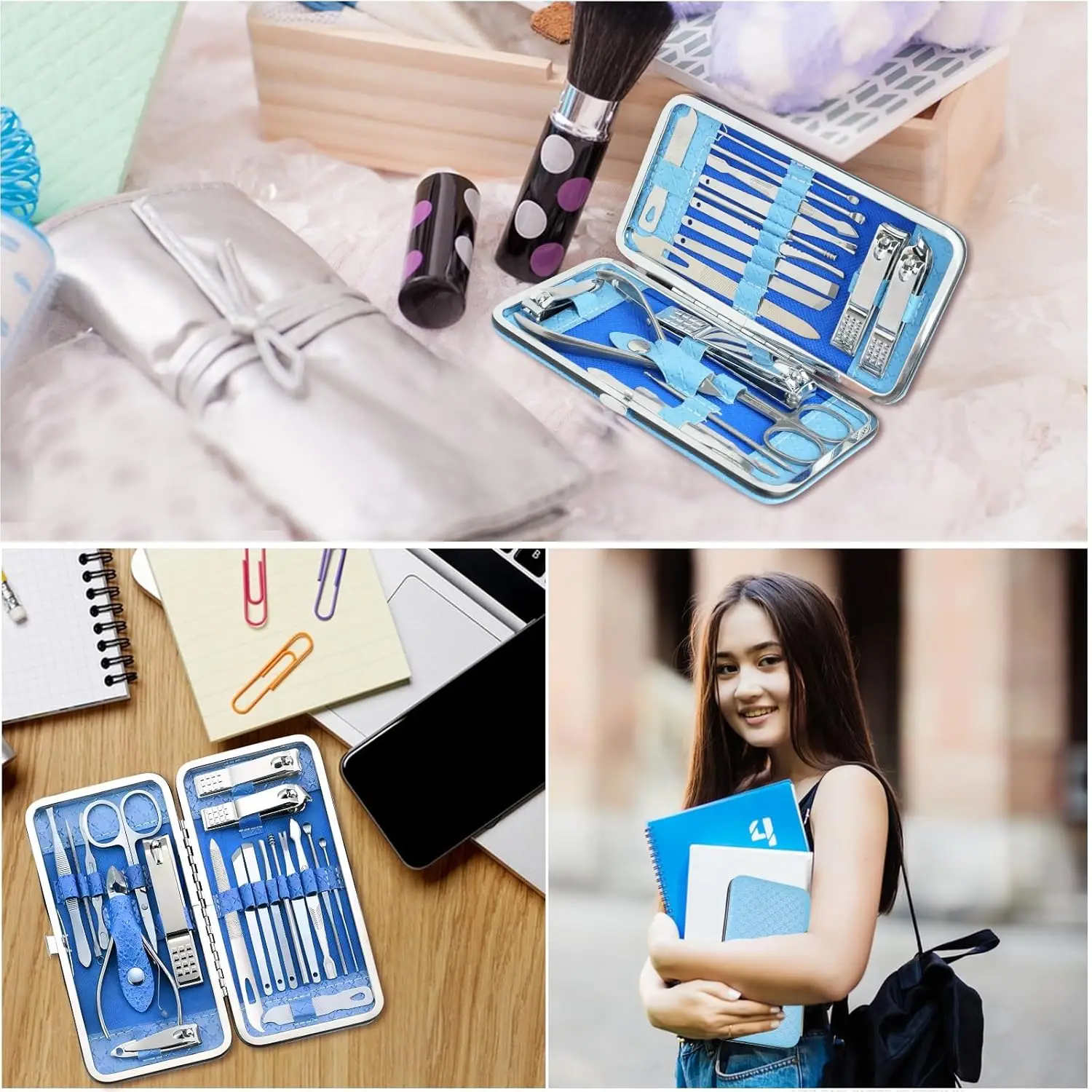 19 in 1 Professional Nail Clippers Pedicure Kit, Manicure Tool Kit, Stainless Steel Facial Grooming Set Kit, Gift Idea for Women