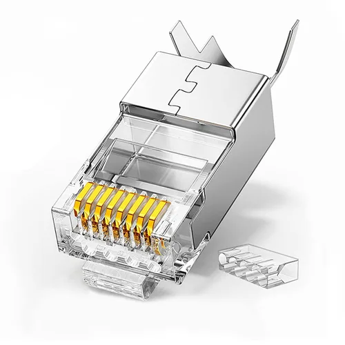 Imagen 2 del producto 10/50/100 Uds conector RJ45 Cat6a Cat7 RJ45 enchufe blindado FTP 8P8C conectores de engarzado de red
