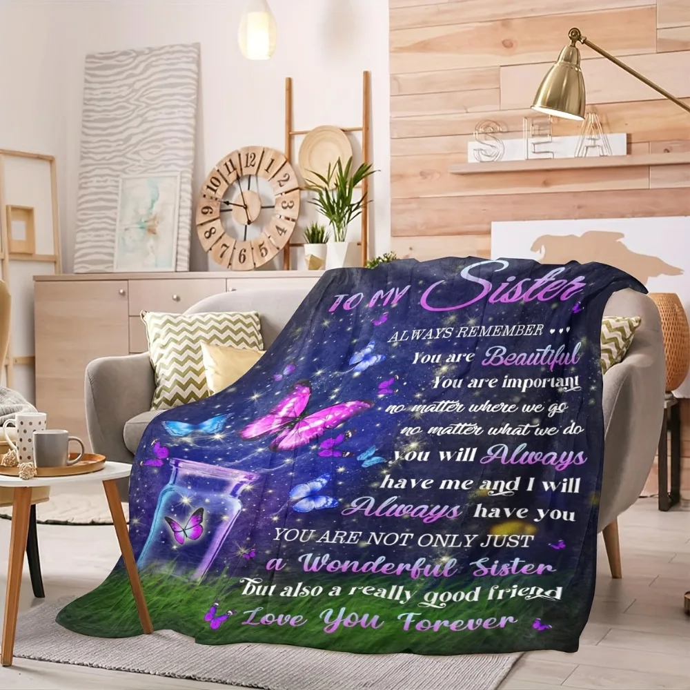 1 قطعة بطانية الأرجواني فراشة طباعة ل شقيقة هدية دافئ رقيق الفانيلا بطانية لغرفة المعيشة ديكور غرفة نوم 2026 هدية السنة الجديدة #4