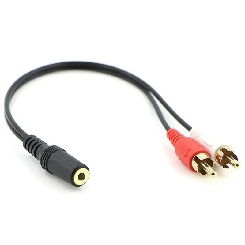 2 RCA Macho para Fêmea 3,5mm Jack Aux Cabo de Áudio Estéreo BH