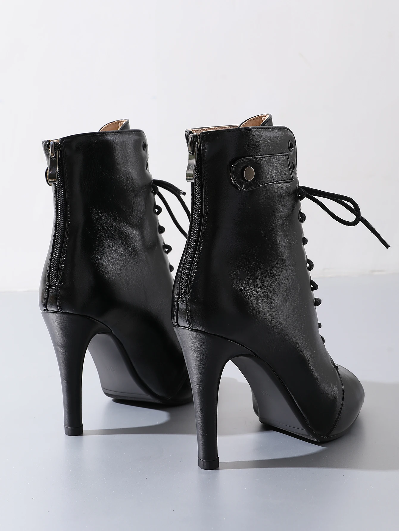 Botas negras de tacón alto para mujer, botas cómodas con punta abierta, zapatos de baile de Jazz de aguja, botines de mujer personalizables con