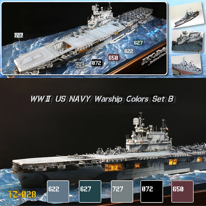5 Bottle/Set Navy Warship Model Paint Professional Hull Colors For Military Ship Models Eco-Friendly Safety Resin Material