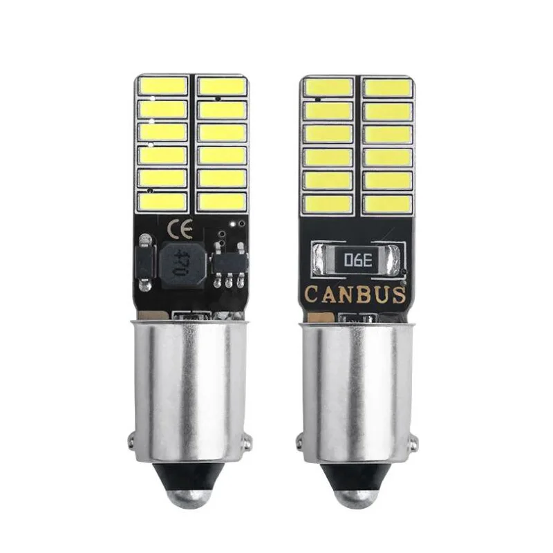 

2X BA9S LED Bulbs Canbus No Error 4014 24 SMD 6000K Interior Car Parking Lamp Instrument License Plate Reading Lights White 12V