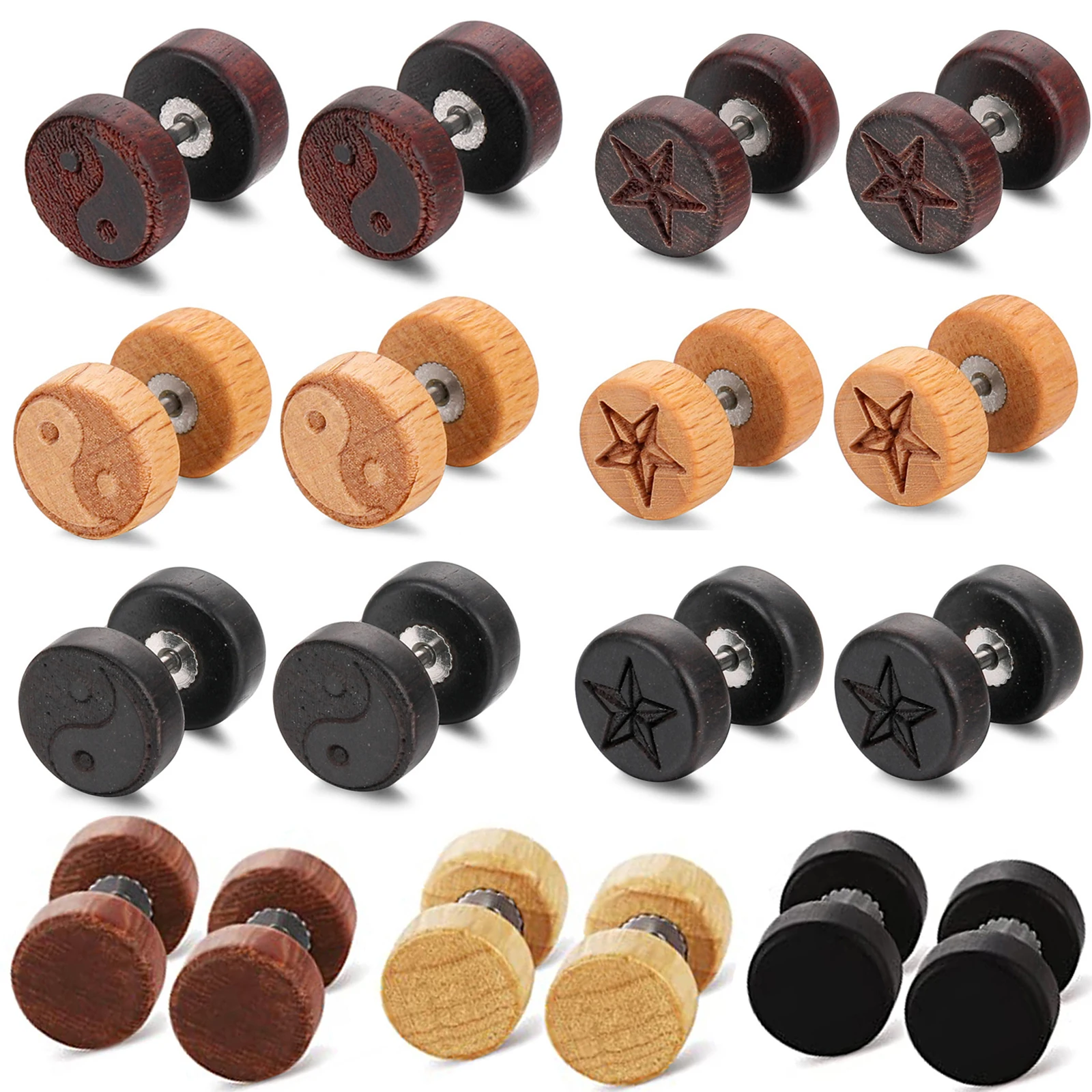 Серьги-гвоздики Мужские Винтажные из нержавеющей стали, 2-6 шт.