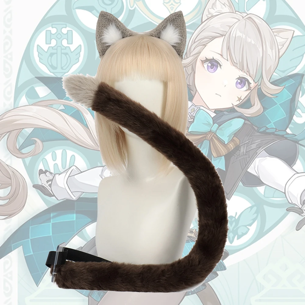 

Genshin Impact Lynette Tail головной убор комплект Хэллоуин косплей реквизит для вечеринки комплект с ушками животных Хэллоуин карнавальные маскарадные костюмы