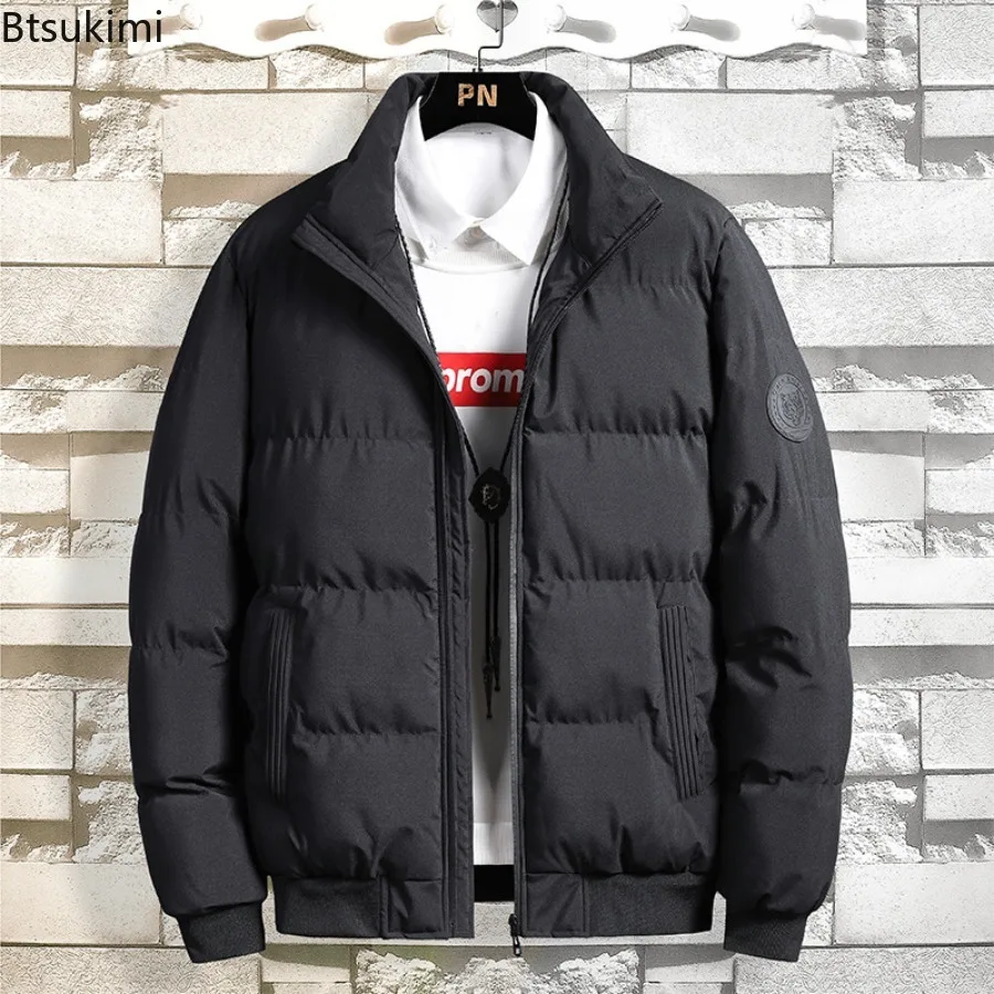 2026 Winter Men's Solid Color Stand-collar Solid-color Thickened Warm and Fashionable New Style All-match Cotton-padded Jackets